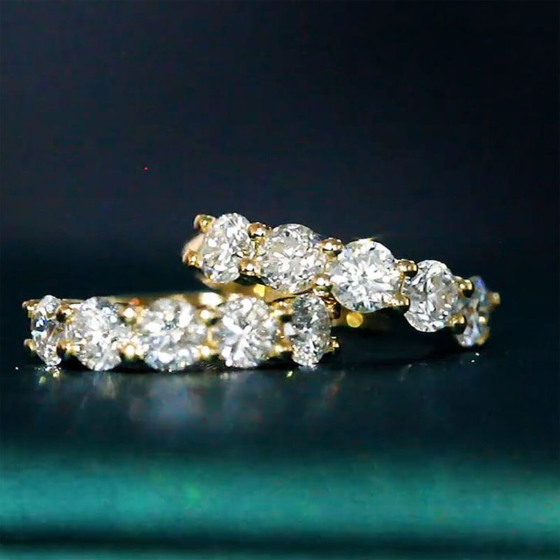 Aureline-Jewelry 5 Stone Round Lab Grown Diamond Hoop Earrings 18K Gold (1.30 Ct. Tw.)