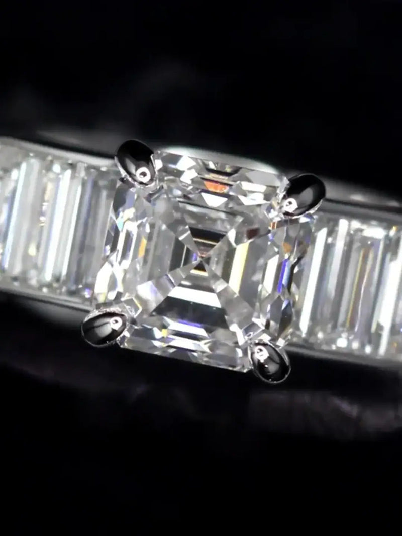 Aureline-Jewelry 2 Carat Asscher Cut Lab Diamond Ring