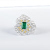Aureline-Jewelry 2in1 Convertible Green Lab Emerald Diamond Ring&Pendant 14K Gold
