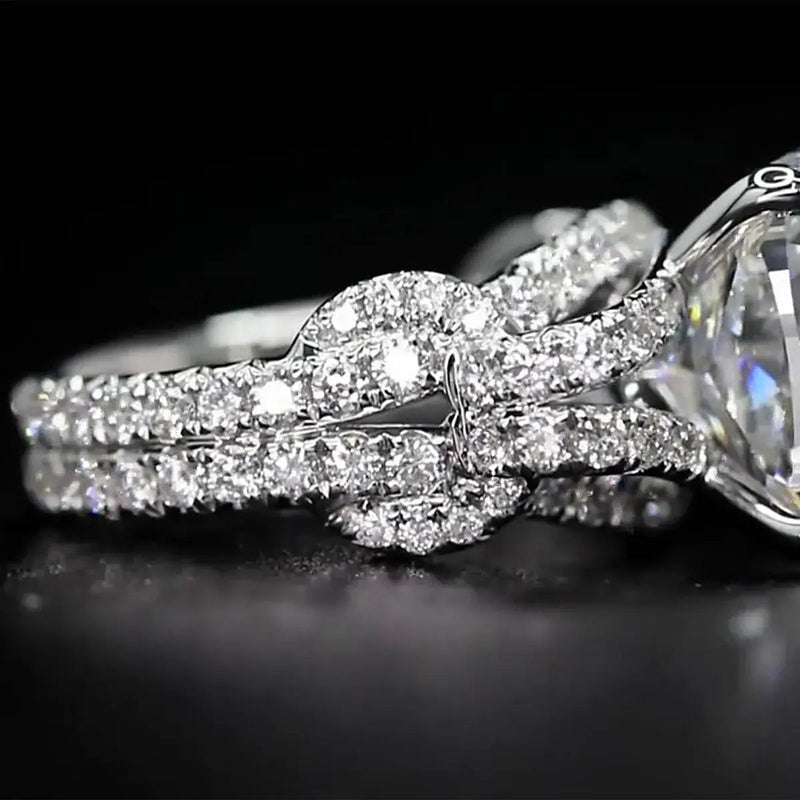 Aureline-Jewelry Luxurious 10 Carat Cushion Cut Lab Diamond Knot Ring