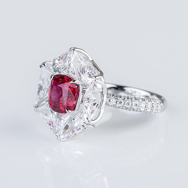 Aureline-Jewelry Lab-Grown Ruby Ring with White Sapphire 14k Gold