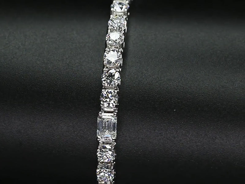 Aureline-Jewelry Each 0.2-carat 0.5-carat Emerald & Round Cut Lab Diamond Tennis Bracelet 18K Gold