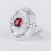 Aureline-Jewelry Lab Grown Ruby And Diamond White Crystal Ring 14K Gold