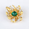 Aureline-Jewelry Lab Grown Emerald and Diamond Brooch 14K Yellow Gold