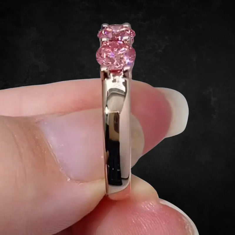 Aureline-Jewelry Round Cut Pink Lab Diamond Five Stone Ring