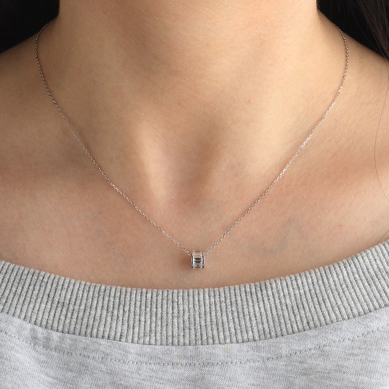 Aureline-Jewelry 1 CT Lab Diamond Cylinder Tube Pendant Necklace 18K Gold