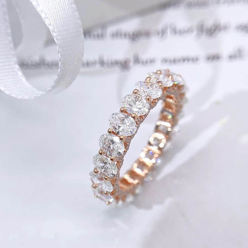 Aureline-Jewelry 4 CTW 21 Stones Oval Lab-Grown Diamond Band Ring