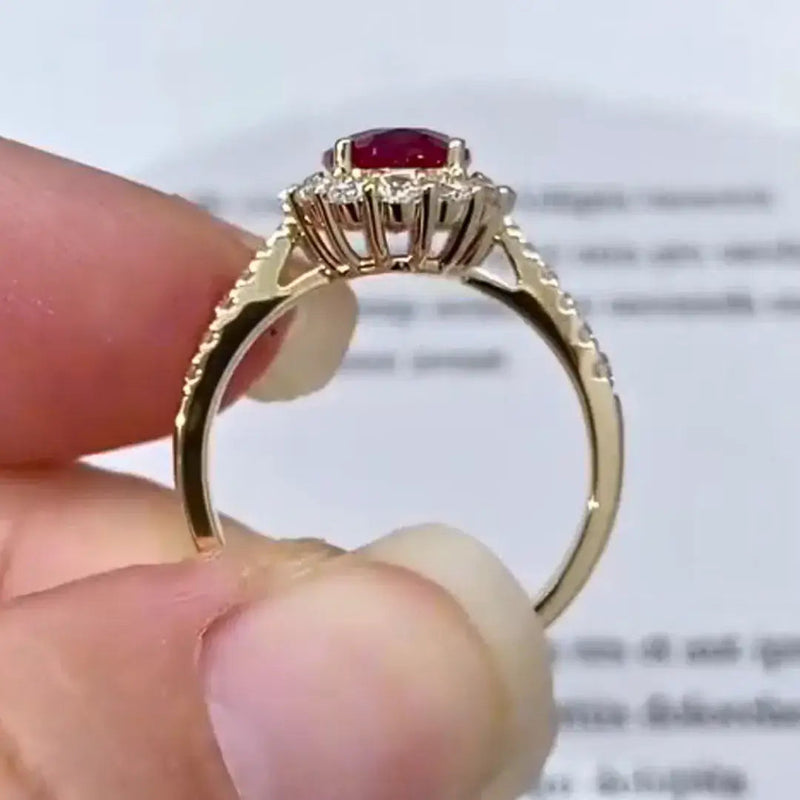 Aureline-Jewelry 2 Carat Ruby Ring with Lab Grown Diamonds