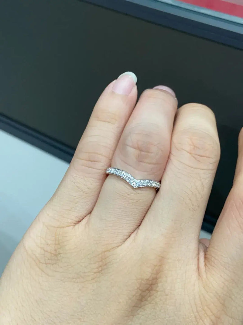 Aureline-Jewelry V Shape Round Cut Lab Diamond Eternity Ring