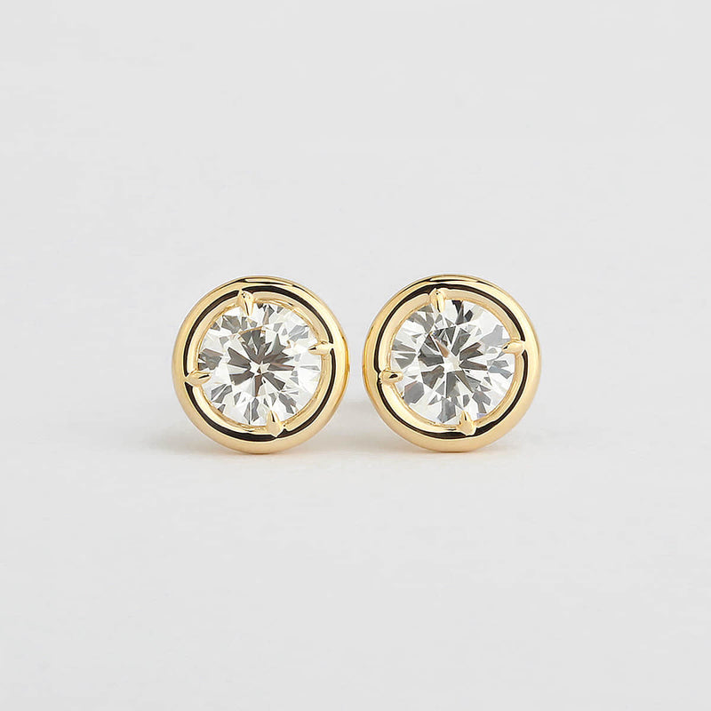 Aureline-Jewelry Bezel Round Lab-Grown Diamond Earring Studs (2.01 Ct. Tw.)