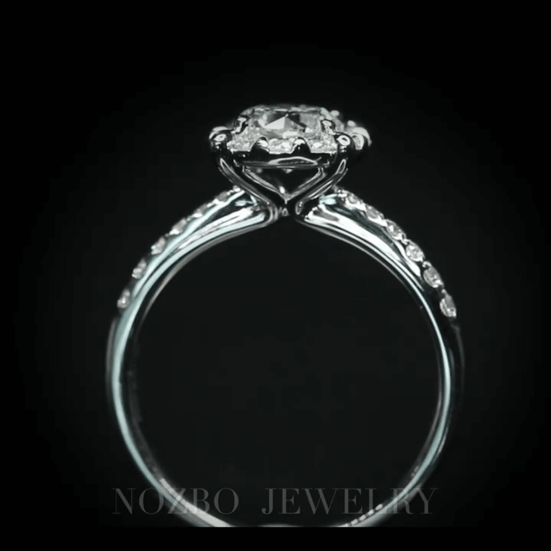 Aureline-Jewelry 0.5 Carat Round Brilliant Cut Lab Grown Diamond Halo Engagement Ring