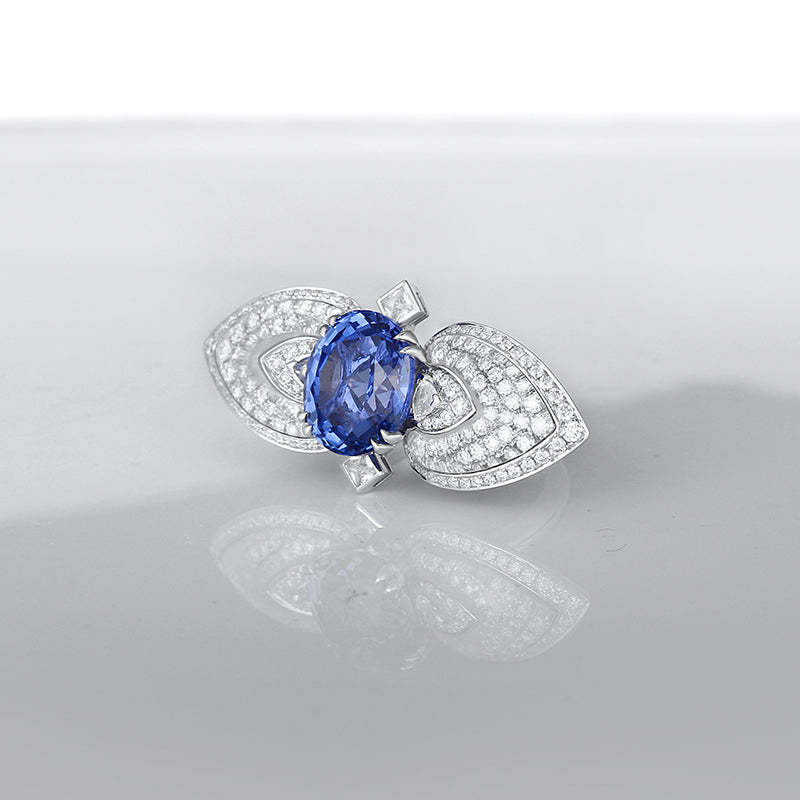 Aureline-Jewelry Lab-Grown Sapphire and Diamond Cocktail Ring 14K Gold