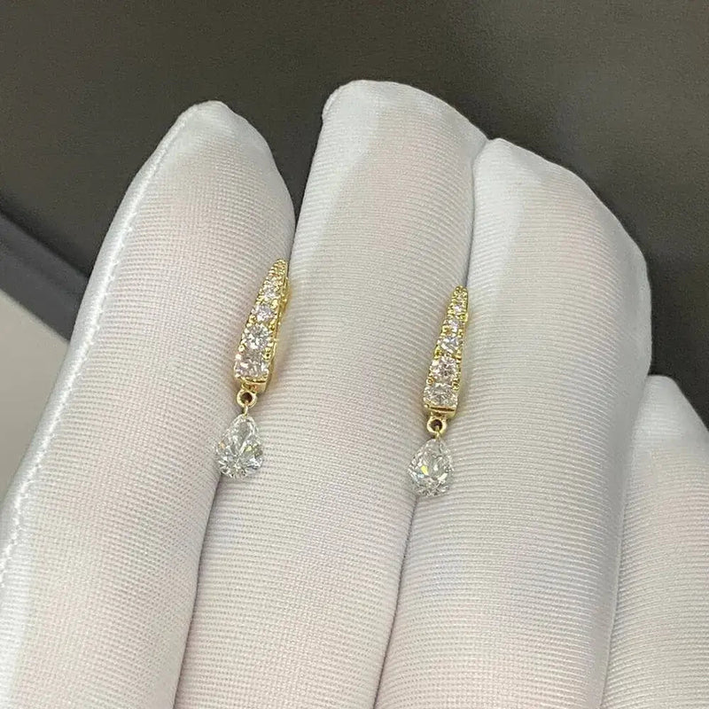 Aureline-Jewelry Pear Cut Lab Diamond Hoop Earrings