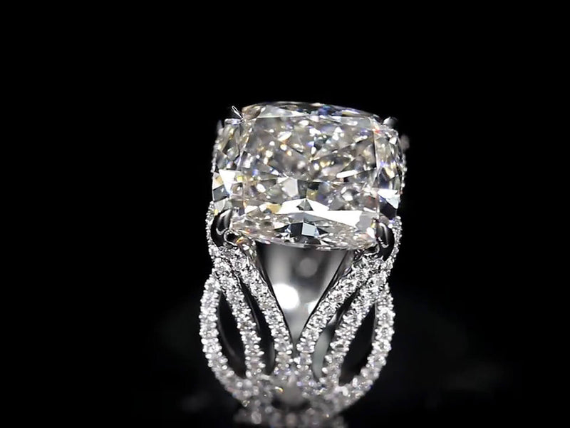 Aureline-Jewelry 7-Carat Cushion Cut Lab-Grown Diamond Ring Nature Inspired
