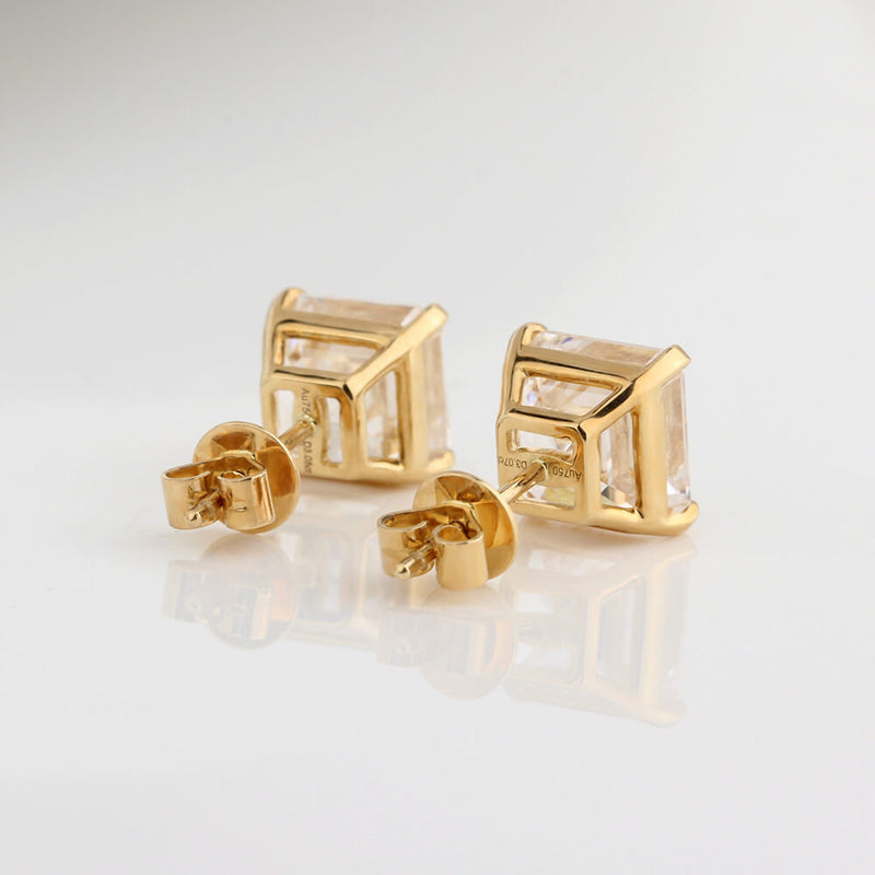 Aureline-Jewelry Asscher Cut Lab Grown Diamond Studs Earrings (6.00 Ct. Tw.)