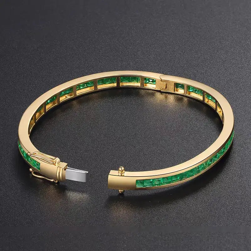 Aureline-Jewelry NOZBO Natural Emerald Bangle 18K Gold