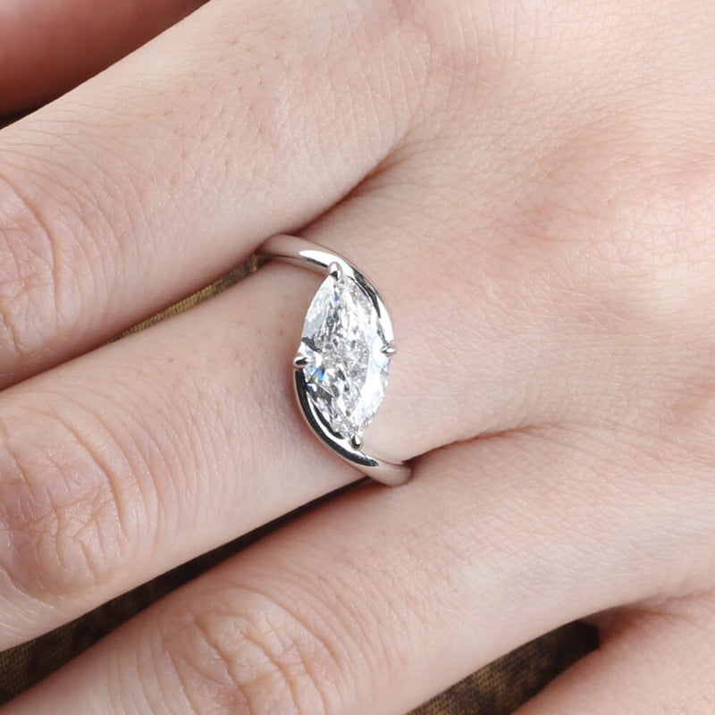 Aureline-Jewelry 1.7 Carat Marquise Lab Diamond Ring 18K Gold