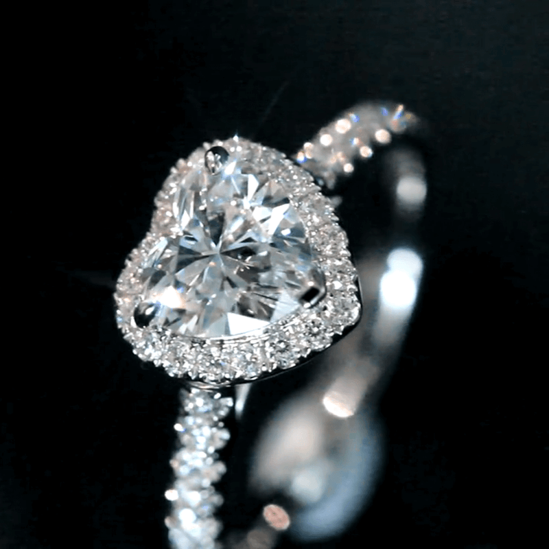 Aureline-Jewelry 1 Carat Heart Shape Lab Grown Diamond Halo Engagement Ring