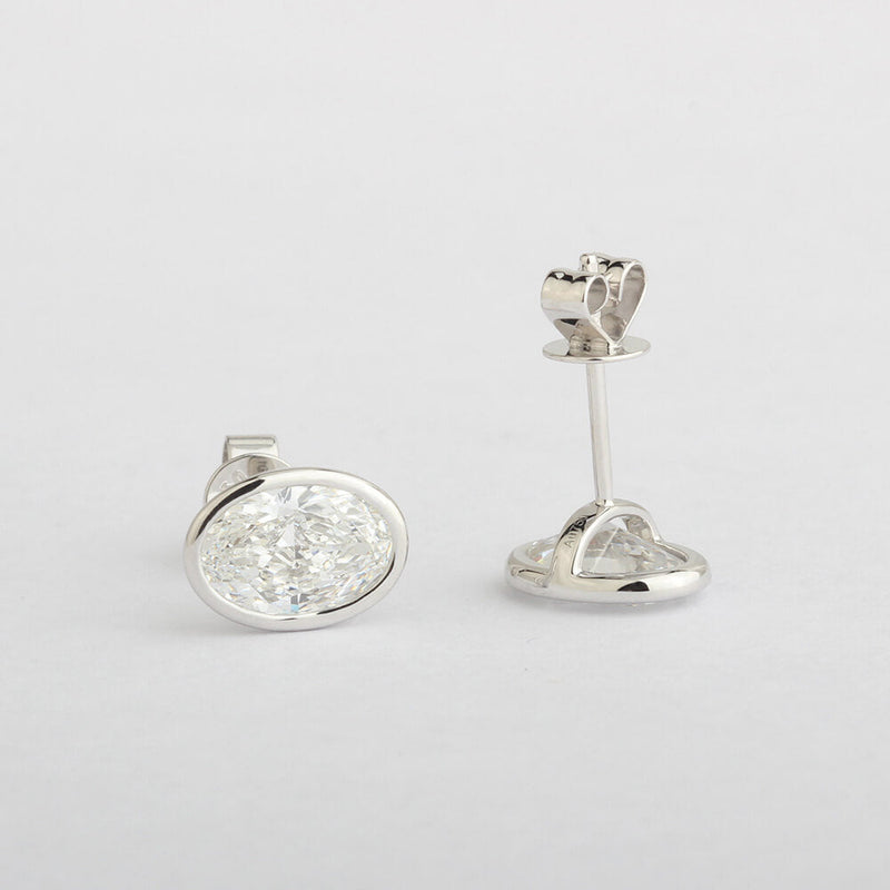 Aureline-Jewelry Bezel Oval Lab-Grown Diamond Studs Earring (2.14 Ct. Tw.)