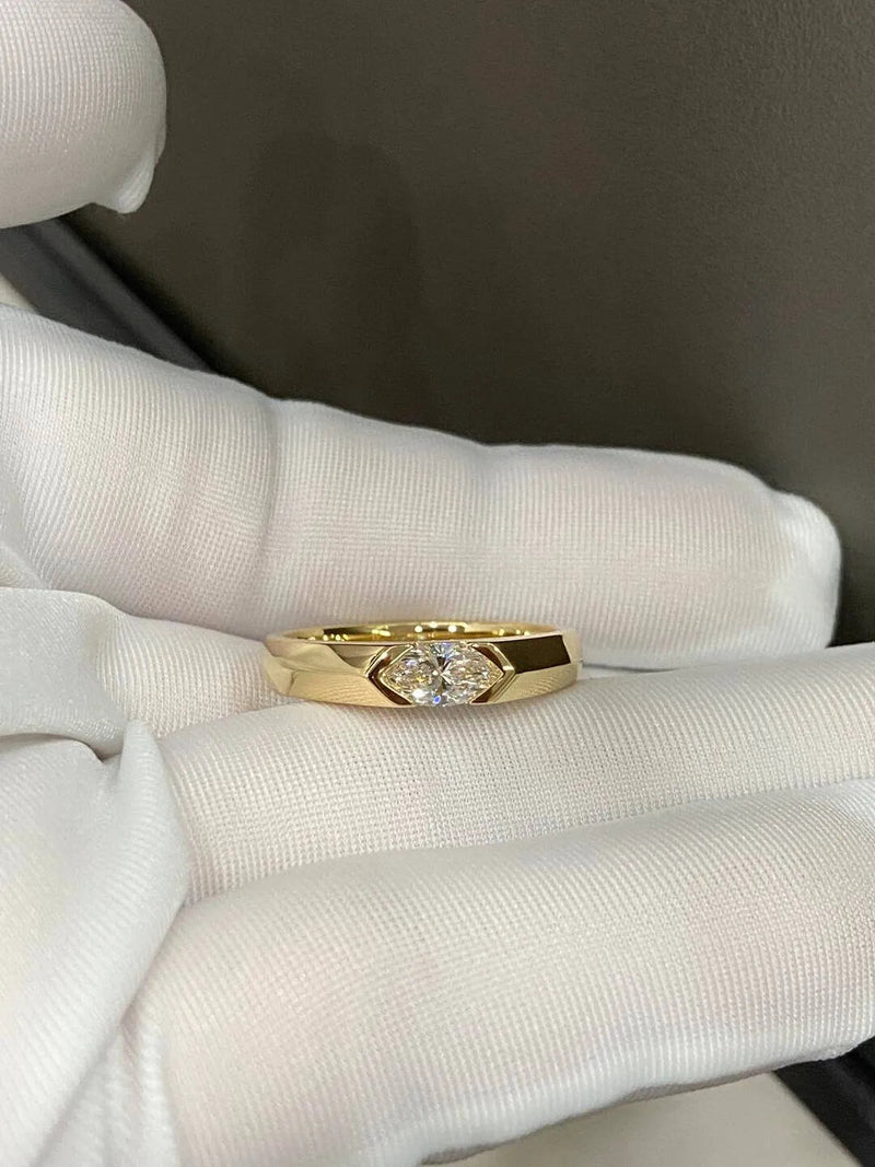Aureline-Jewelry Marquise Cut Lab Diamond Ring Yellow Gold