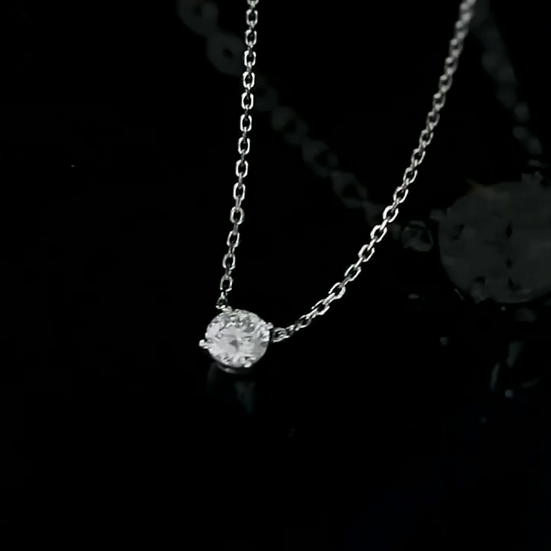 Aureline-Jewelry 0.31 Carat Lab-Grown Diamond Solitaire Necklace Set In 4-Prong 18k White Gold