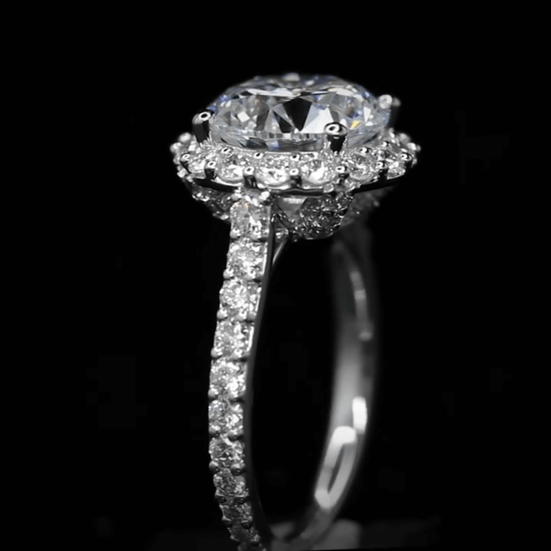 Aureline-Jewelry 4 Carat Round Lab Grown Diamond Ring Halo Engagement Ring
