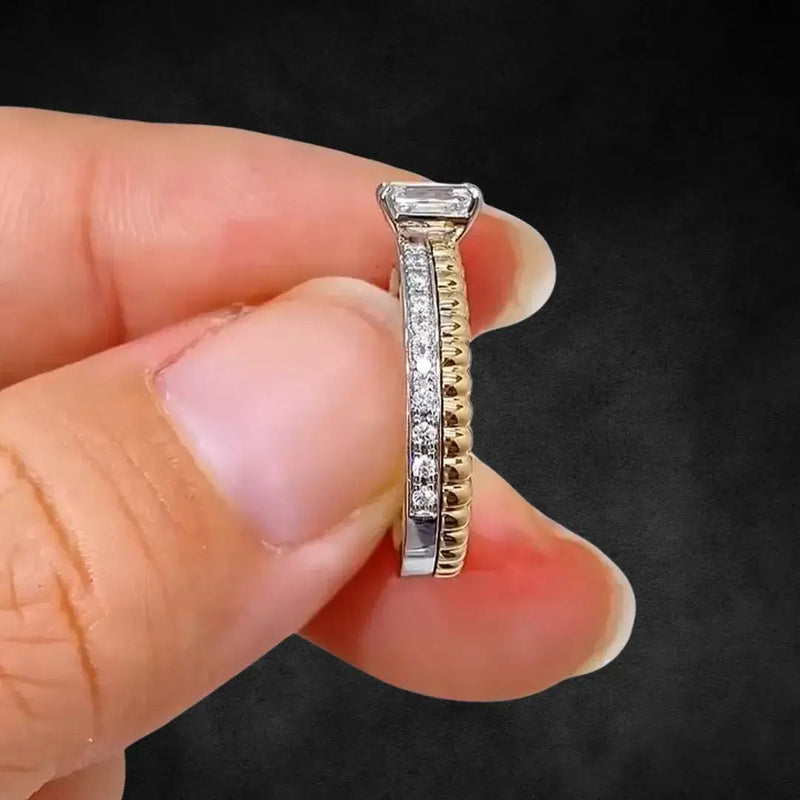Aureline-Jewelry 0.5 CT Emerald Cut Lab Diamond Two Tone Ring