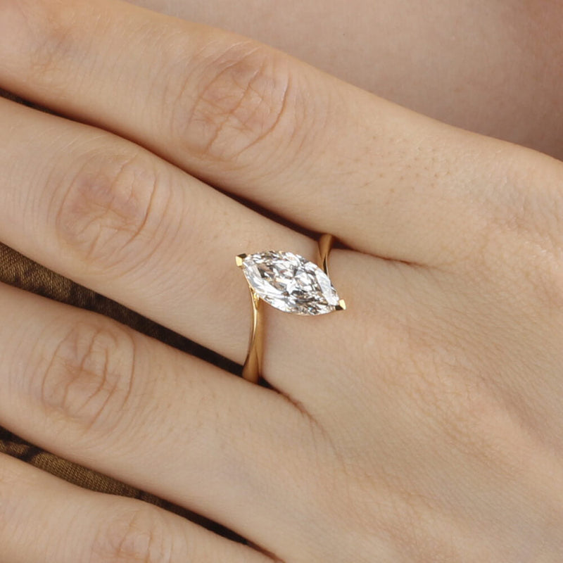 Aureline-Jewelry 1.9 Carat Marquise Lab Diamond Ring 18K Gold