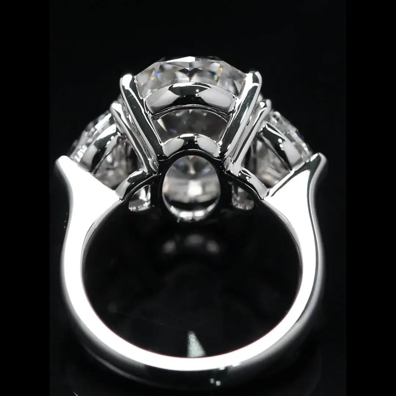 Aureline-Jewelry 10 CT Oval and Half Moon Lab Grown Diamond Three Stone Engagement Ring