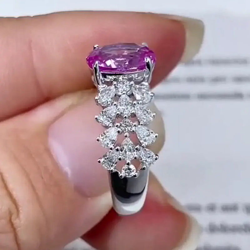 Aureline-Jewelry 1 Carat Oval Pink Sapphire Engagement Rings