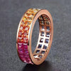 Aureline-Jewelry NOZBO Double Row Rainbow Sapphire Invisible-Set Ring 18K Rose Gold