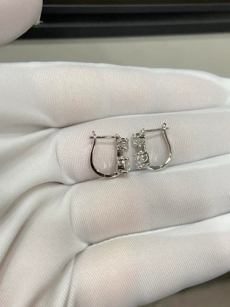 Aureline-Jewelry 1.36ctw Double Lab Diamond Hoop Earrings, Round & Princess Cut
