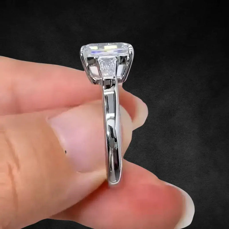 Aureline-Jewelry 2.5 CT Emerald Cut Lab Diamond Three Stone Ring