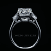 Aureline-Jewelry 7 Carat Emerald Cut Lab Grown Diamond Side Trapezoid Three Stone Diamond Ring