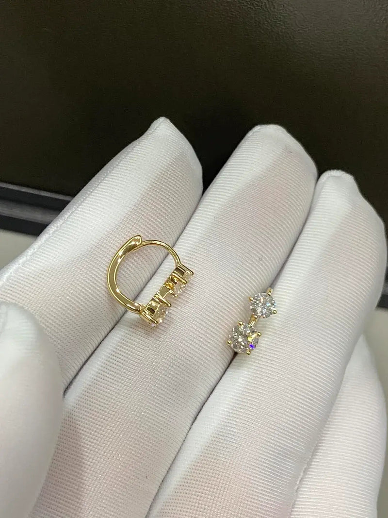 Aureline-Jewelry 1.36ctw Double Lab Diamond Hoop Earrings, Round & Princess Cut