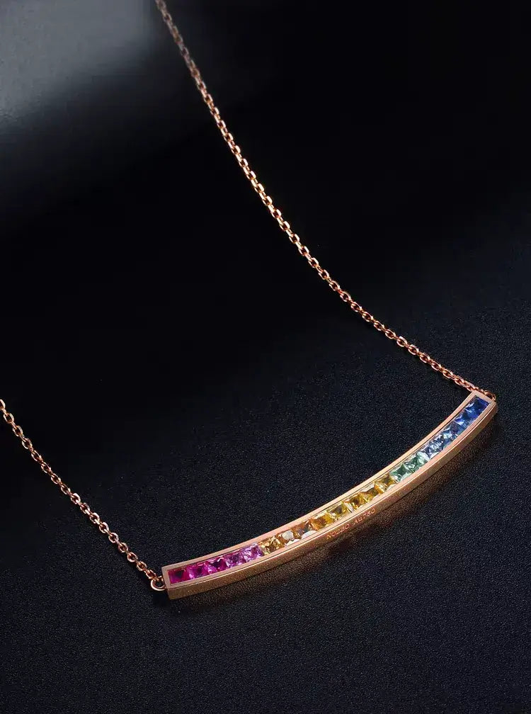 Aureline-Jewelry NOZBO 18K Gold Colored Sapphire Rainbow Smile Necklace