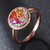 Aureline-Jewelry NOZBO Invisible Set Natural Rainbow Sapphire Statement Ring 18K Rose Gold
