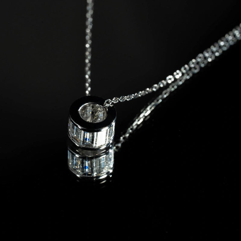 Aureline-Jewelry 1 CT Lab Diamond Cylinder Tube Pendant Necklace 18K Gold