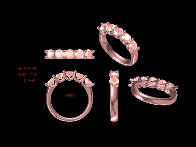Aureline-Jewelry Round Cut Pink Lab Diamond Five Stone Ring