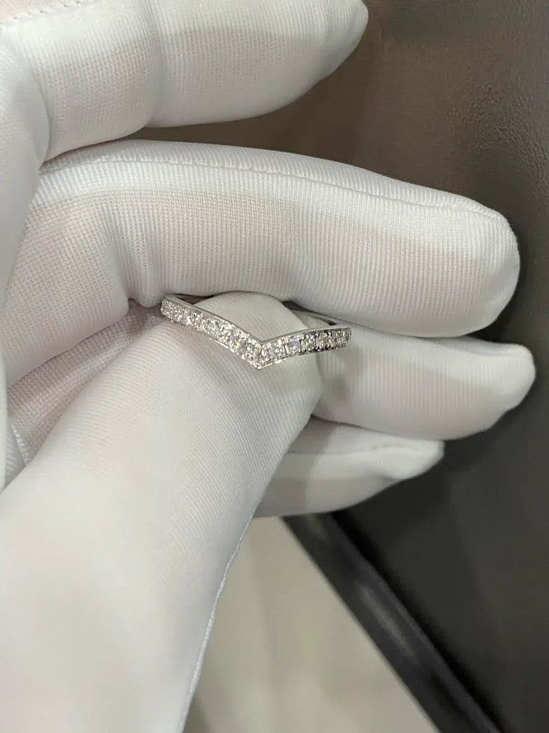 Aureline-Jewelry V Shape Round Cut Lab Diamond Eternity Ring
