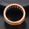 Aureline-Jewelry NOZBO Double Row Rainbow Sapphire Invisible-Set Ring 18K Rose Gold