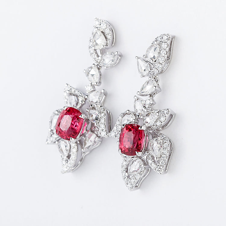 Aureline-Jewelry Lab-Grown Ruby And Diamond Earrings 14k Gold