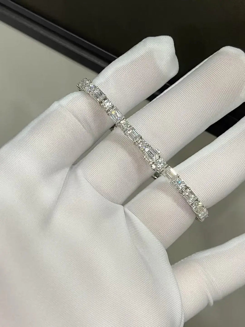 Aureline-Jewelry Each 0.4-carat 0.18-carat Emerald-cut and Round Lab Grown Diamond Tennis Bracelet