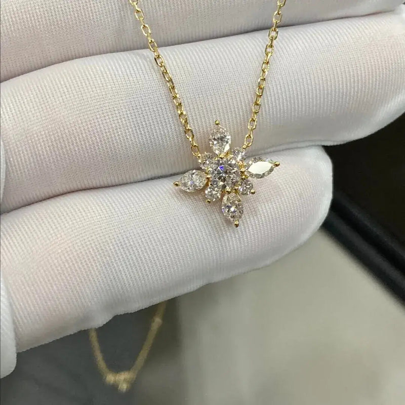 Aureline-Jewelry 1.7ct Lab-Grown Diamond Pendant Necklace in 18K Gold – Marquise & Round Cut