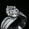 Aureline-Jewelry 3 Carat Oval Lab Diamond Luxurious Ring with Pavé Band In 18K Gold