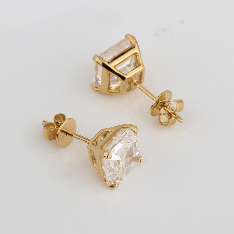 Aureline-Jewelry Asscher Cut Lab Grown Diamond Studs Earrings (6.00 Ct. Tw.)