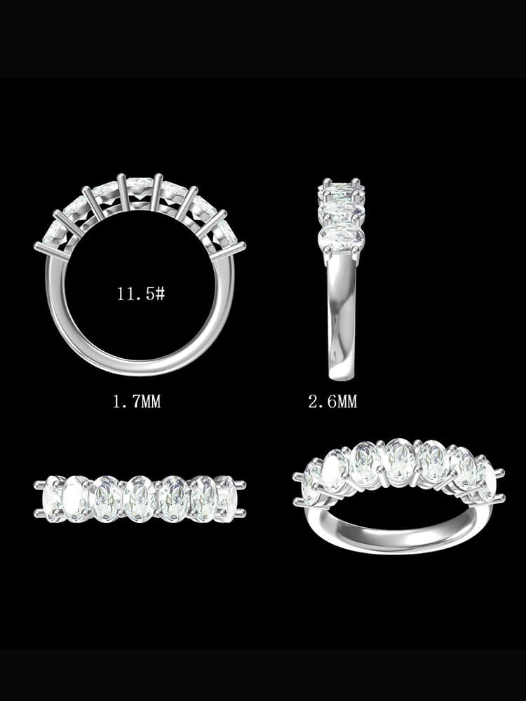 Aureline-Jewelry Lab-Grown 7 Stone Diamond Half Eternity Ring (2.1 Ct. Tw. D-F / VS-VVS)
