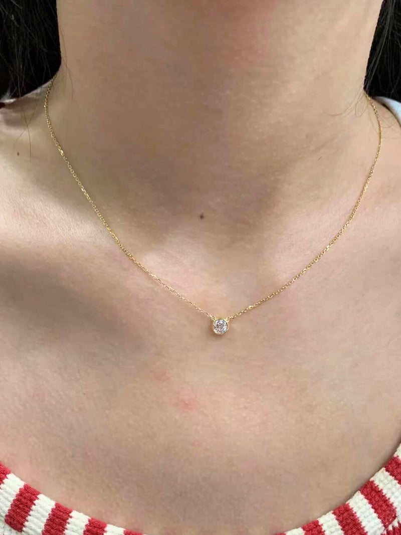 Aureline-Jewelry 0.3CT Solitaire Lab Diamond Bridesmaid Necklace 18K Gold