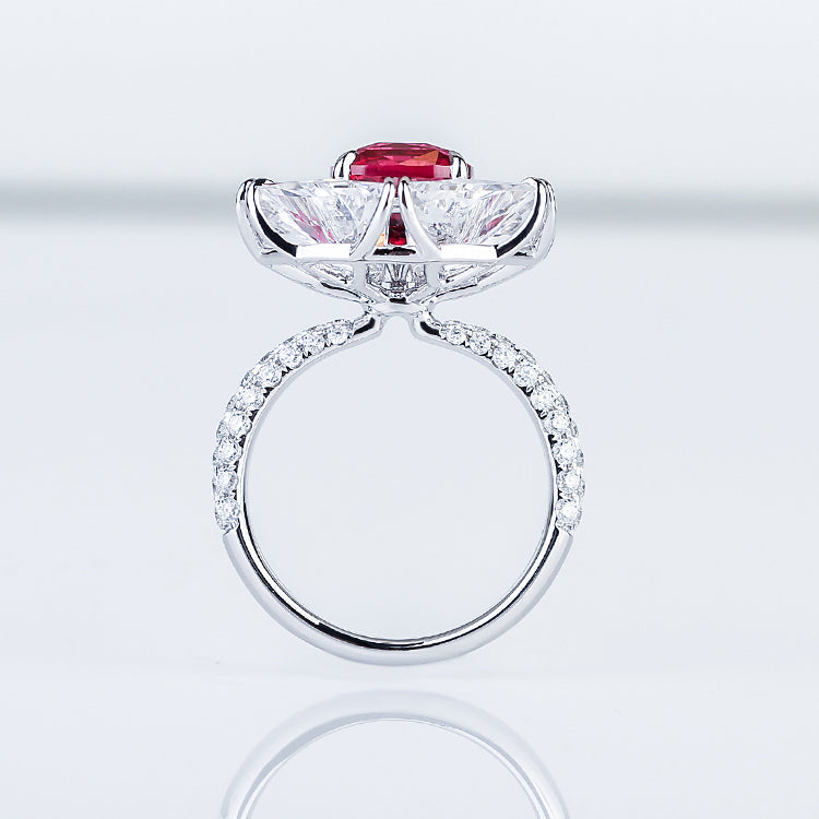 Aureline-Jewelry Lab-Grown Ruby Ring with White Sapphire 14k Gold