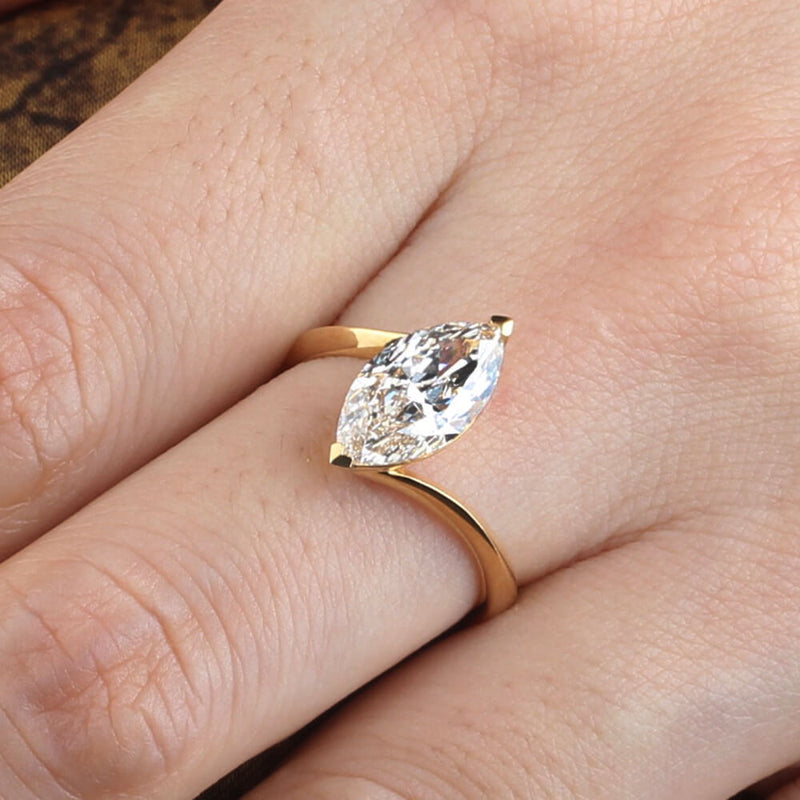 Aureline-Jewelry 1.9 Carat Marquise Lab Diamond Ring 18K Gold
